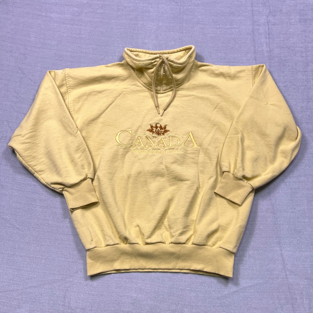 Cityscape Canada Niagara Falls Embroidered Quarter Zip‎ Sweatshirt Pullover Sz S